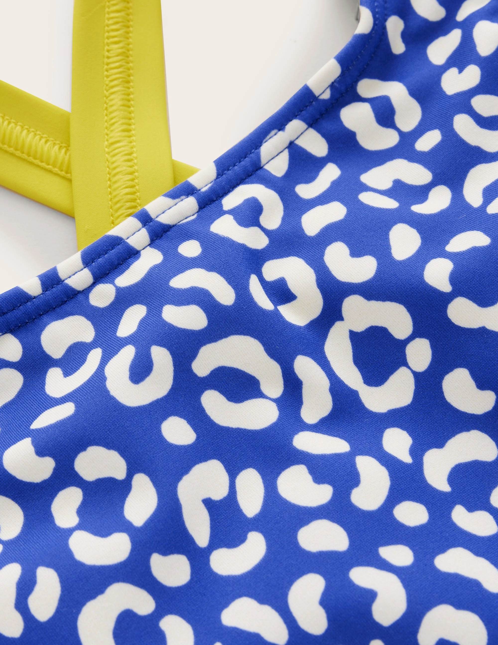 Molded Cups Quick-Dry Cross Back Bikini Top-Blue Leopard