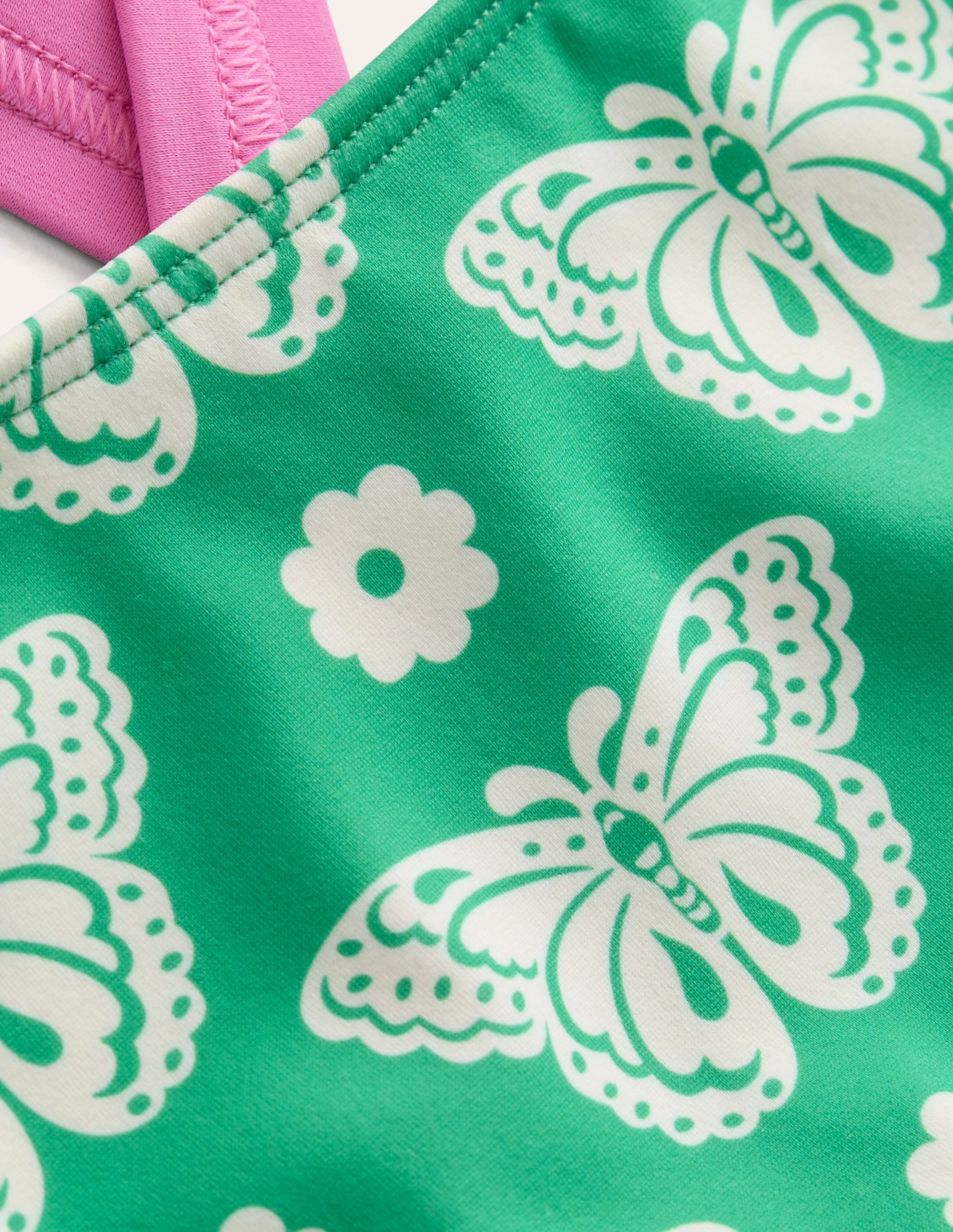 Cross Back Bikini Top-Pea Green Butterfly Stamp Mold resistant Waterproof Swimwear