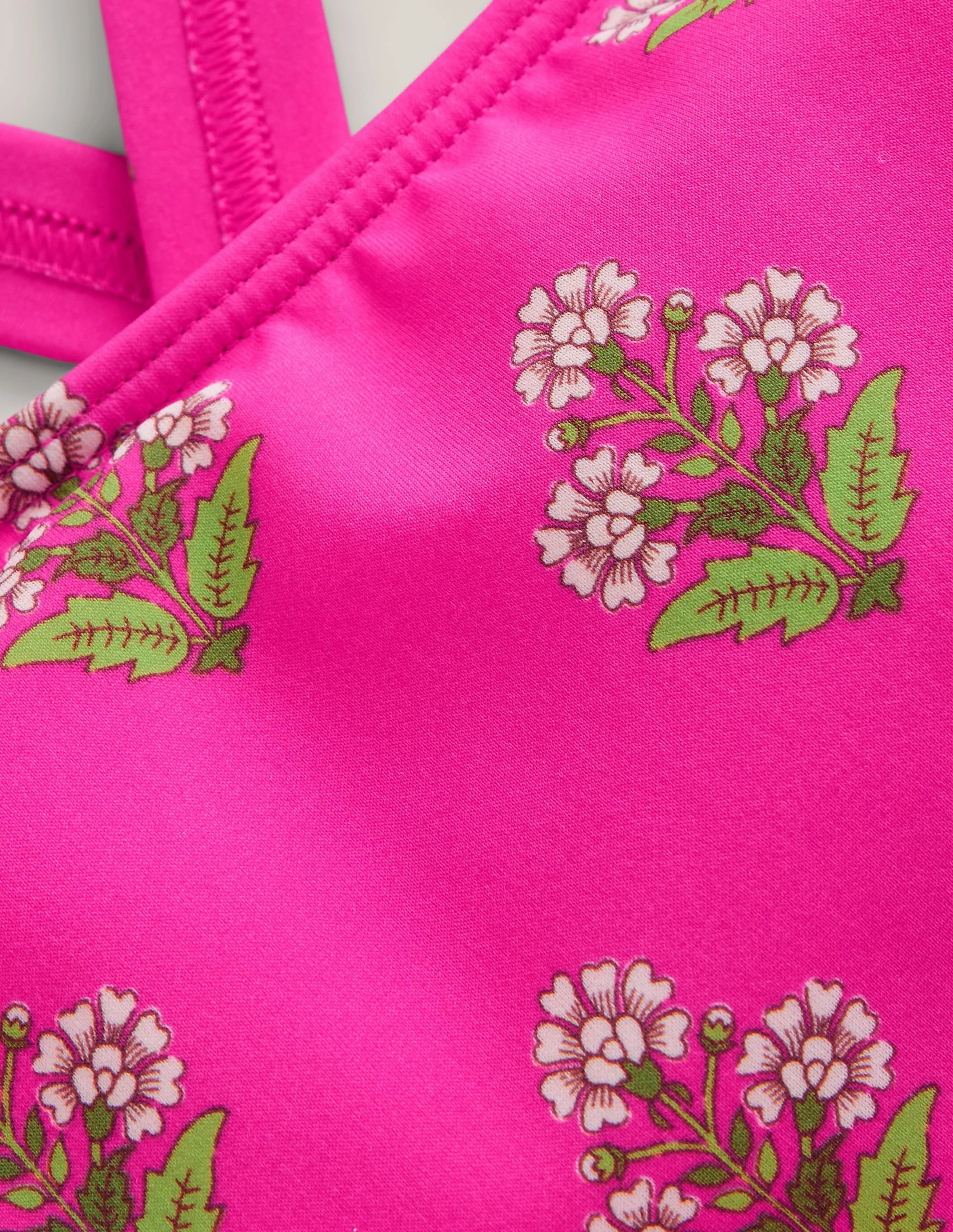 Cross Back Bikini Top-Pink Small Woodblock Embellished look Resort Essentials