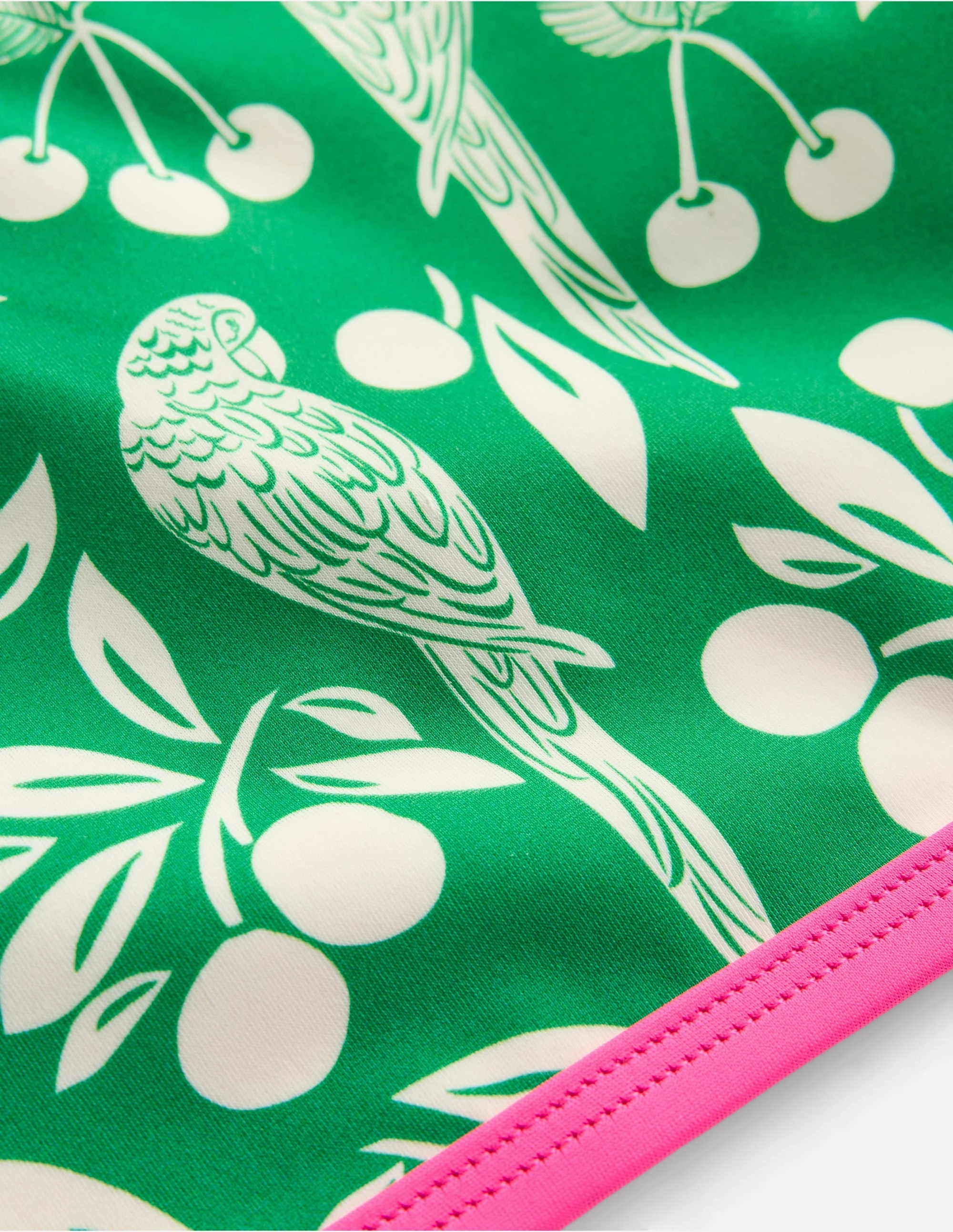 Cross-back Bikini Top-Rich Emerald Parrot Palm Breathable Mesh Panels Temperature Regulating Layer