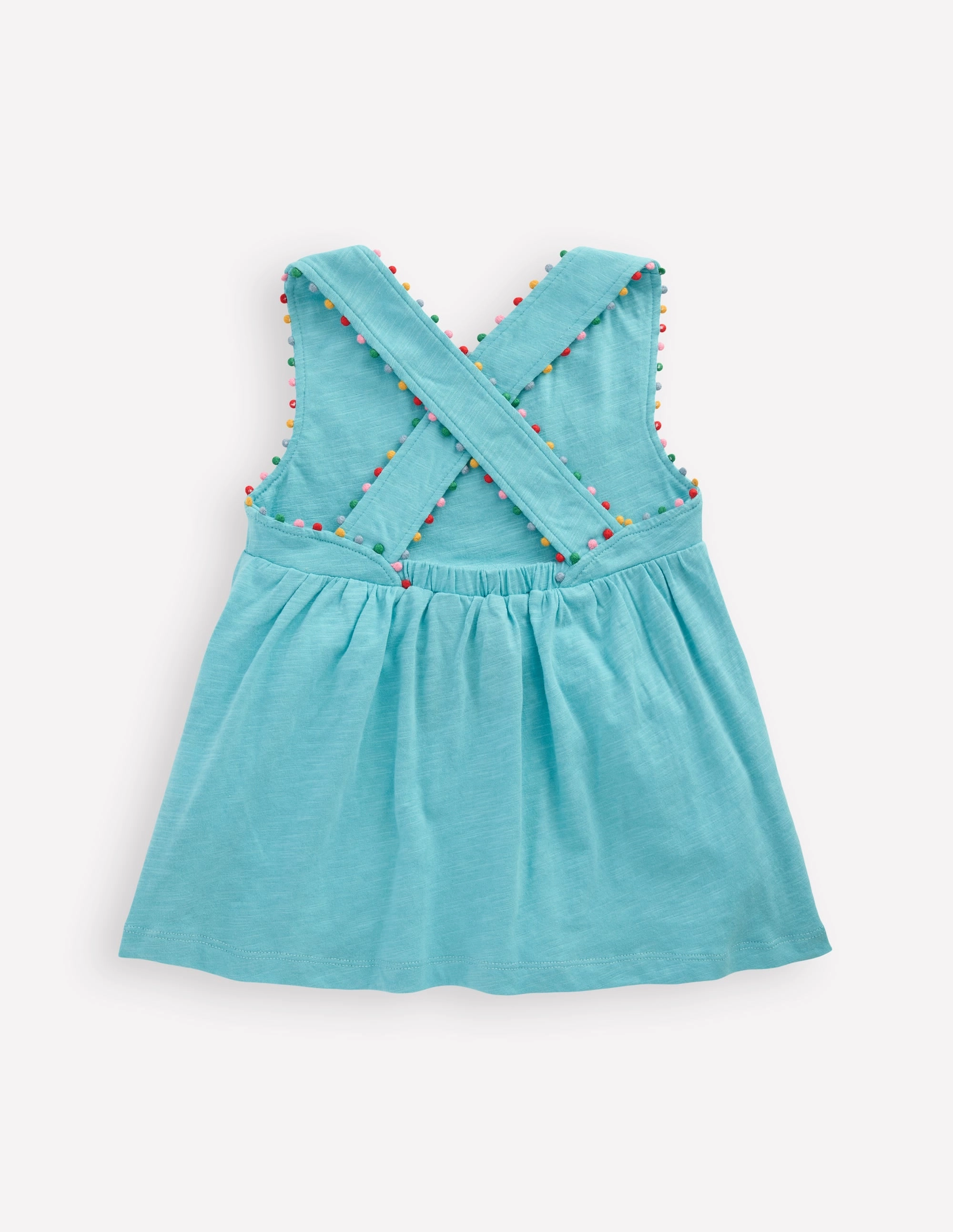 Breathable Design Cross-back Pom Vest-Caribbean Blue