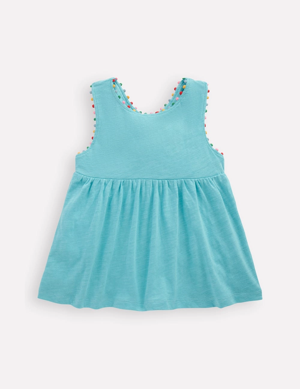 Cross-back Pom Vest-Caribbean Blue AntiPillingTreatment