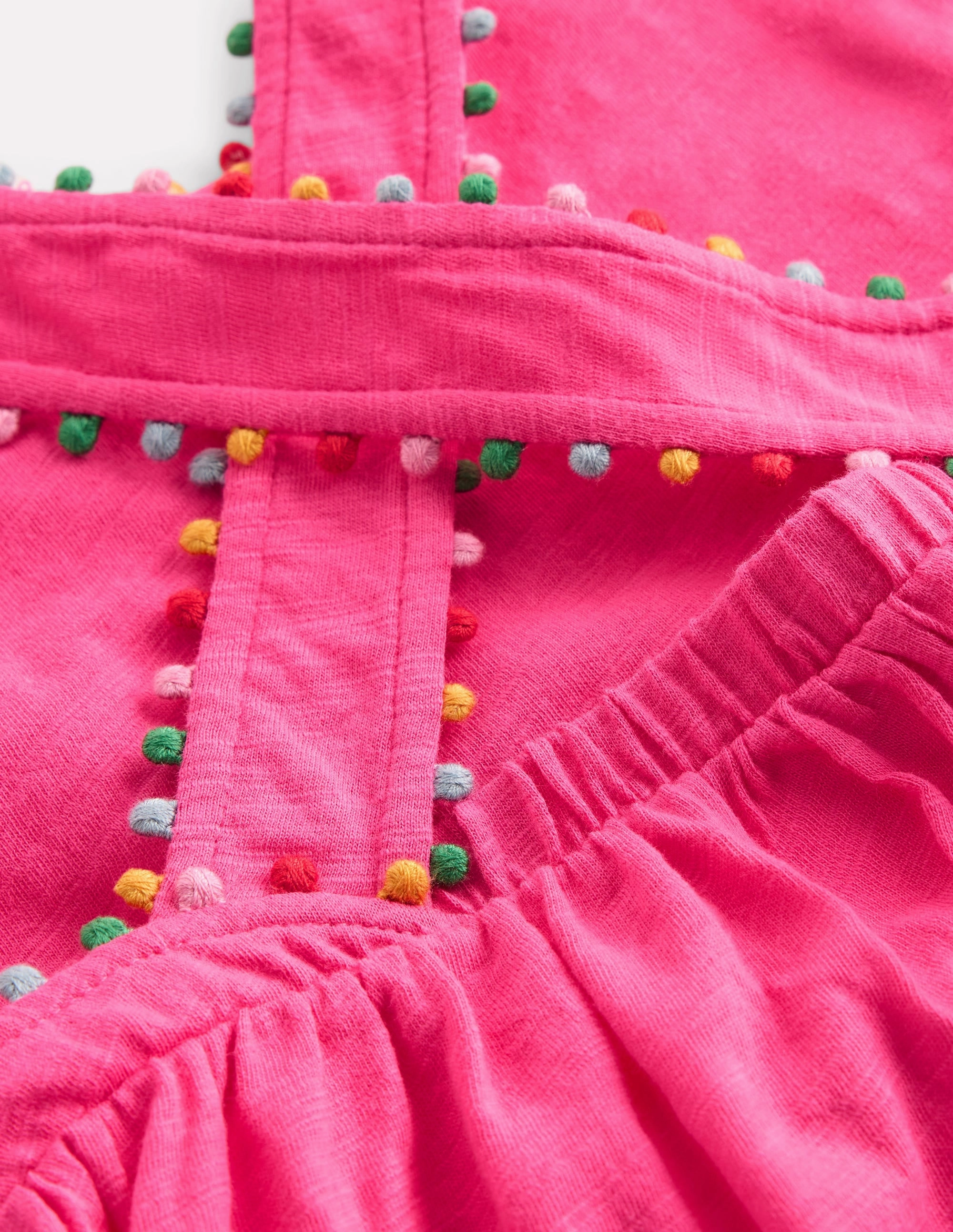 Cross-back Pom Vest-Flamingo Pink Hybrid Fabric Blend