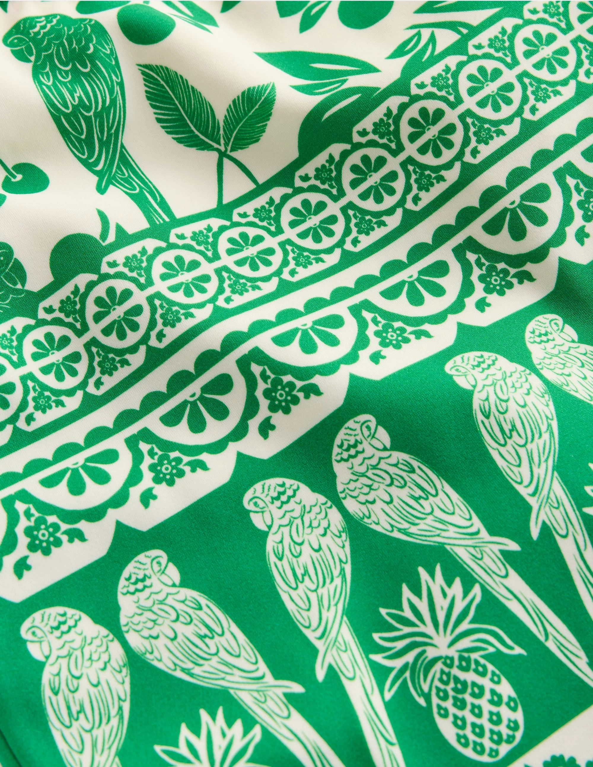 Cross-back Tankini Top-Rich Emerald Parrot Palm Multi Strap Back Design