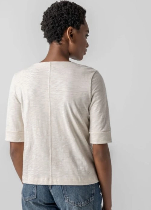 Classic Cut Contrast Stitch Detail Cuffed Sleeve Split Neck Canvas