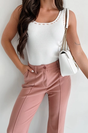 Cultivating Kindness Contrast Stitch Sweater Tank (Off White) RecycledPolyesterBlend Layered Panel Design