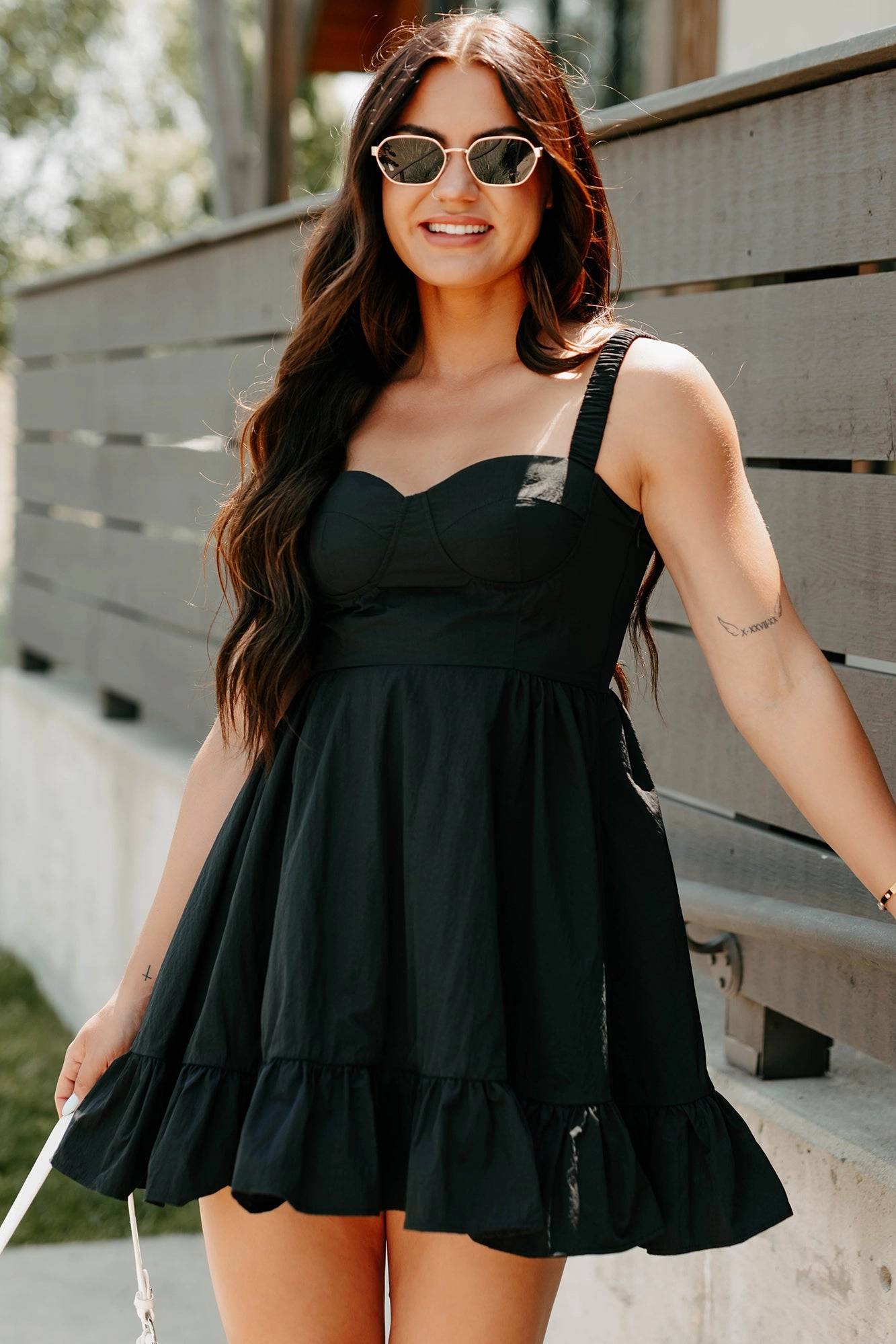 Timeless Style Wear Active Outfit Dahlia Dreams Sleeveless Mini Dress (Black)