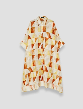 Wrap-Style Light Silhouette Dania Marble Print Silk Dress