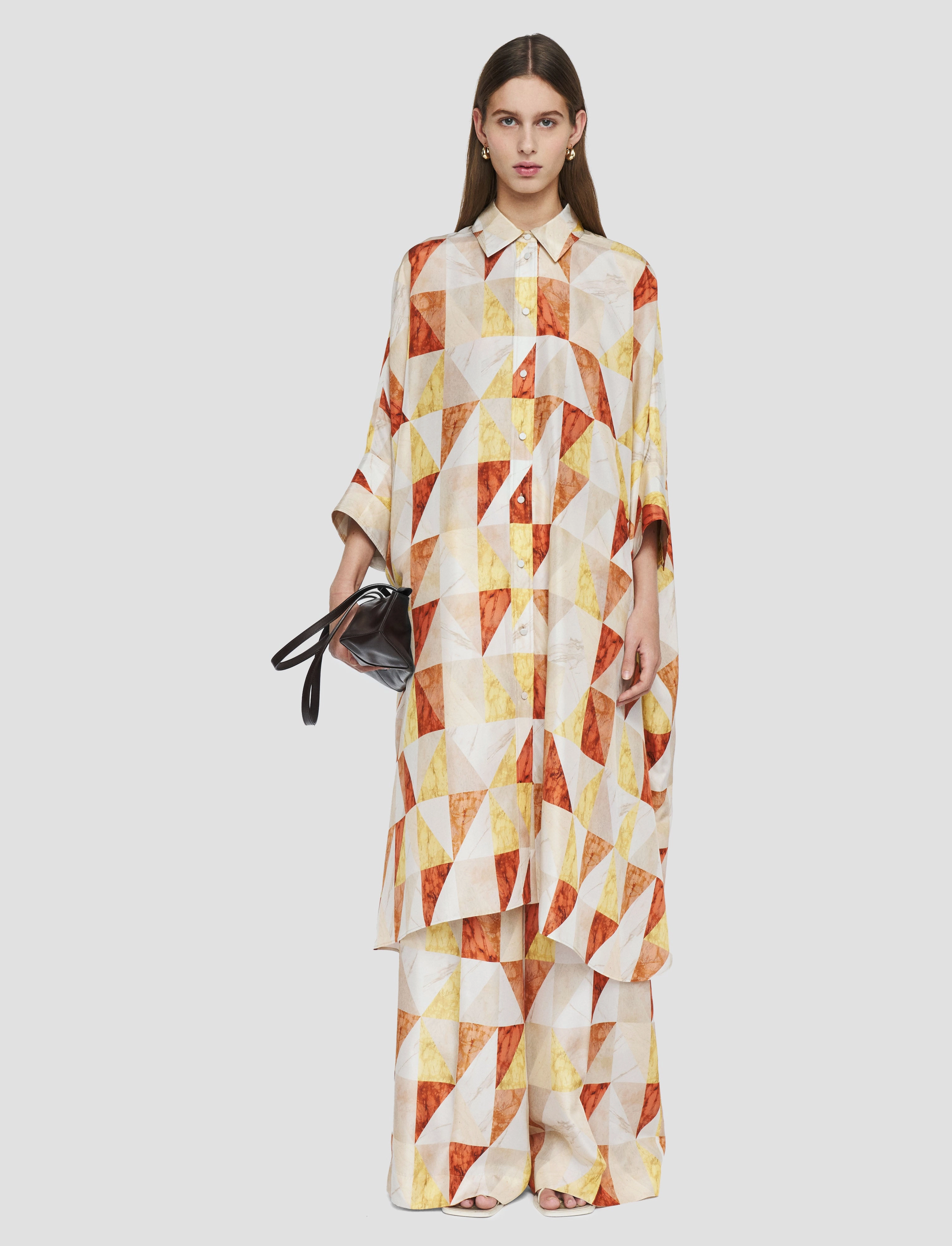 Dania Marble Print Silk Dress Minimal Outfit