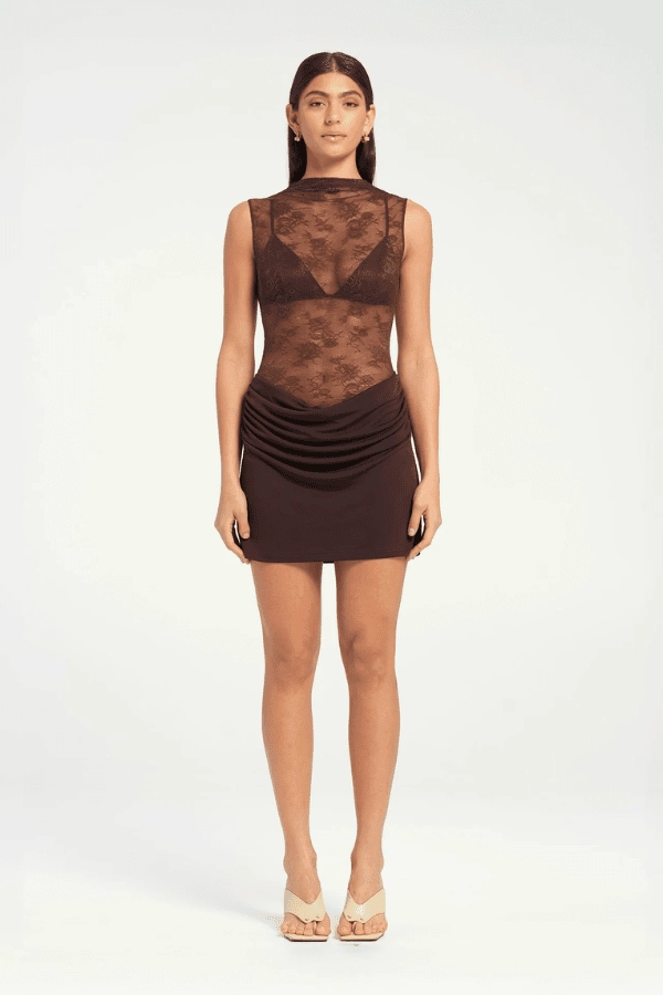 Daily Form All Season Darby Mini Dress Choc