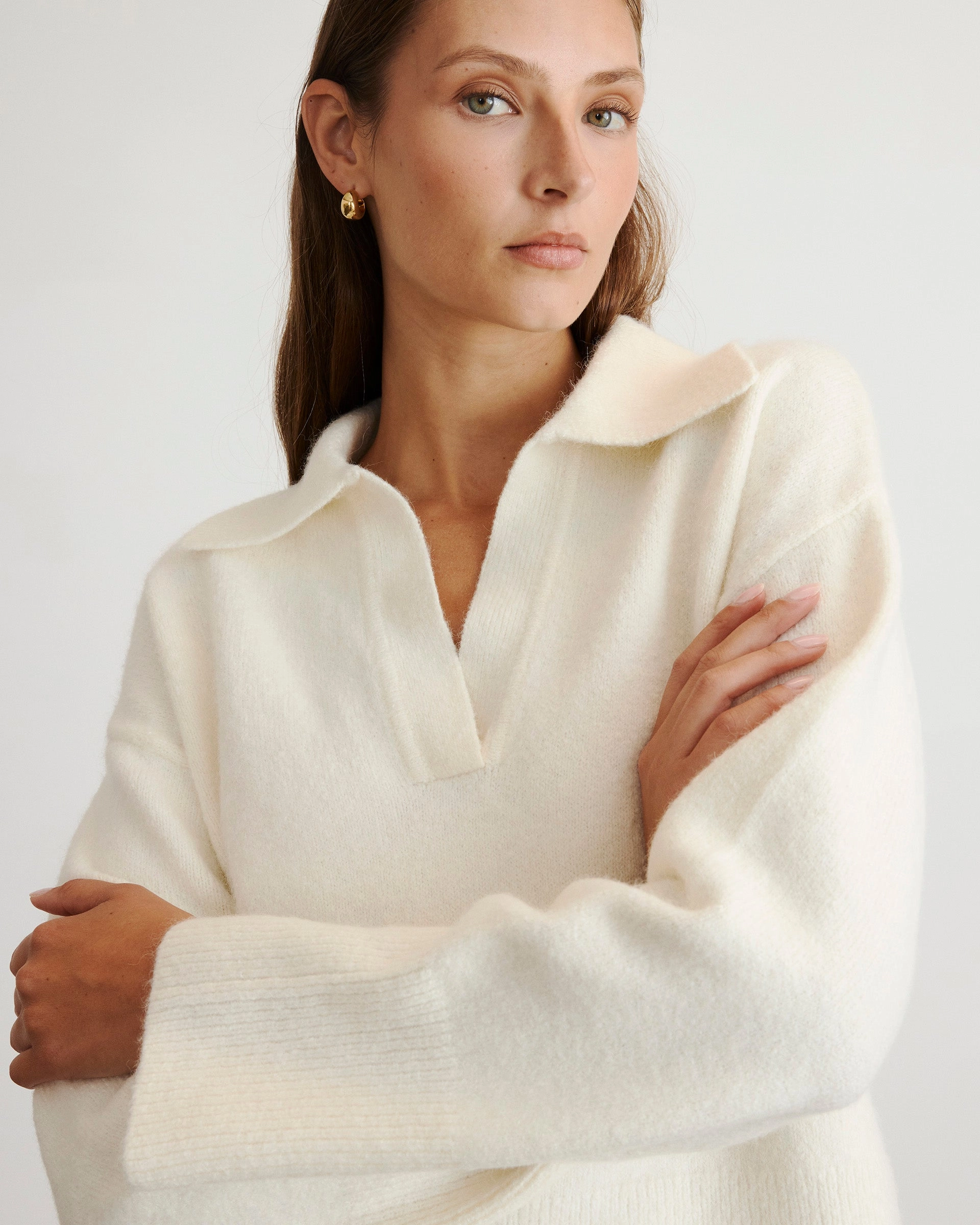 Dawson Sweater Fitted Blouse AdjustableNeckline