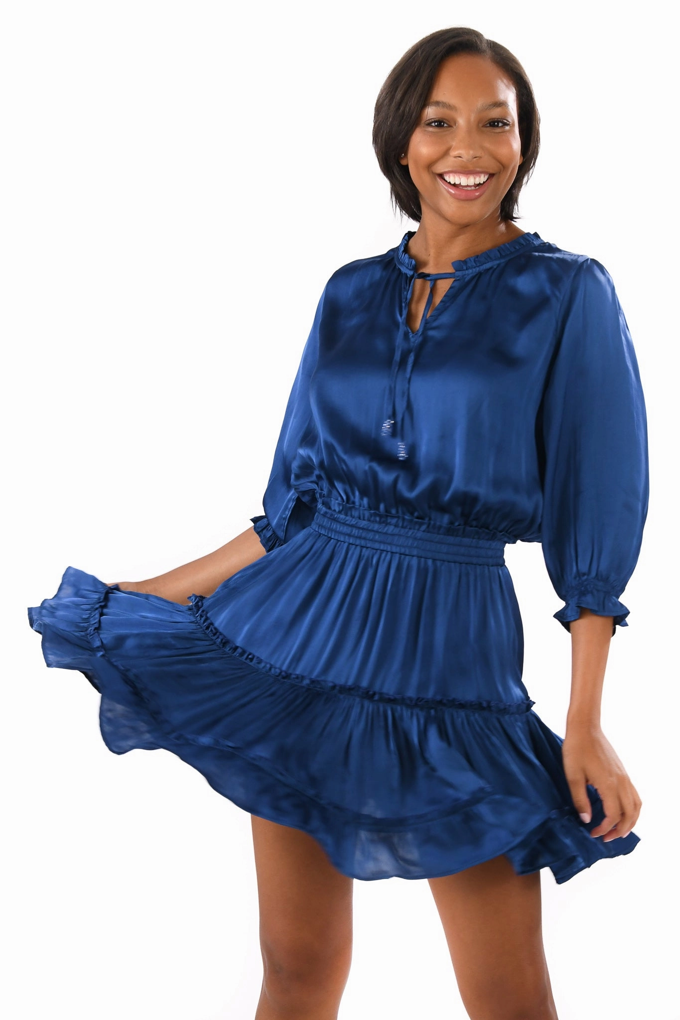 Versatile Comfort Modern and Feminine Ibiza Dress / Lapis Silk