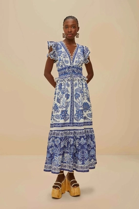 Shell Garden Off-White Maxi Dress Elegant Tailoring Bold colors