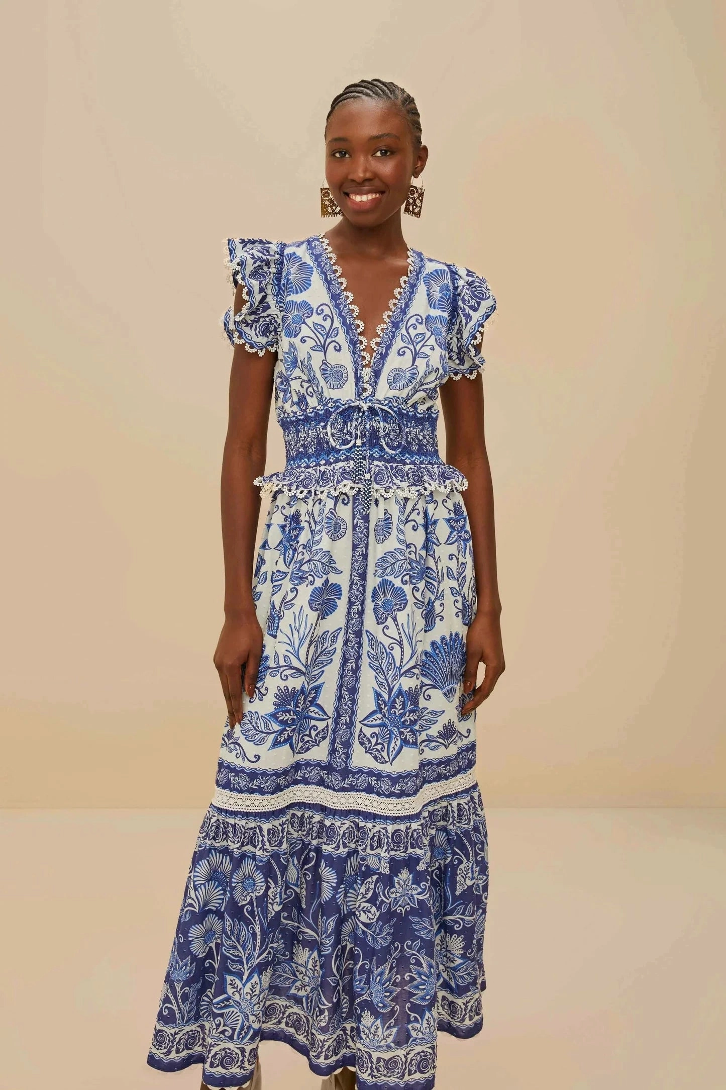 Shell Garden Off-White Maxi Dress Refined Simplicity Flowy Texture