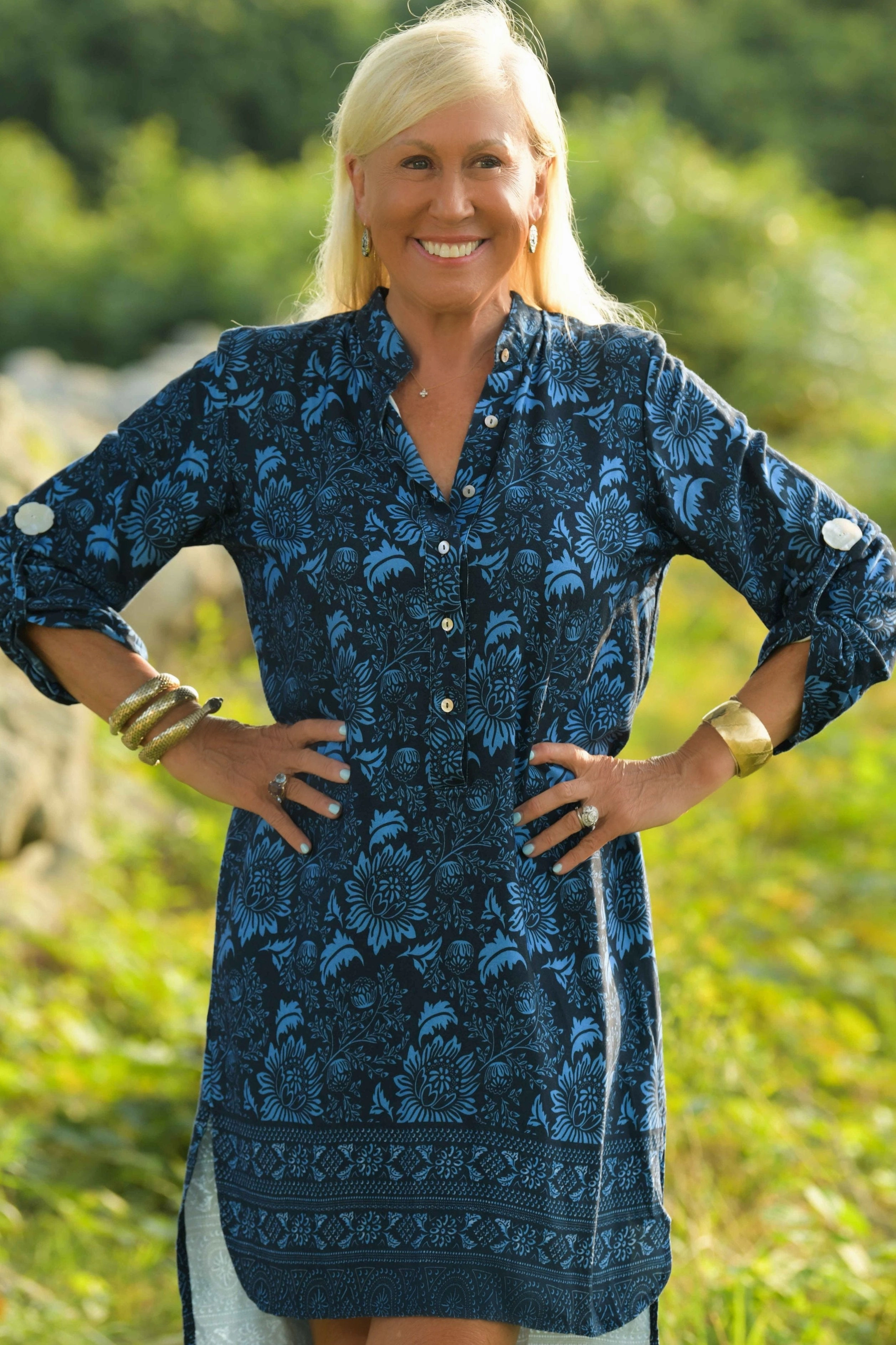 Day Tripper Dress / Indigo Cabbage Art Event Stylish Appeal