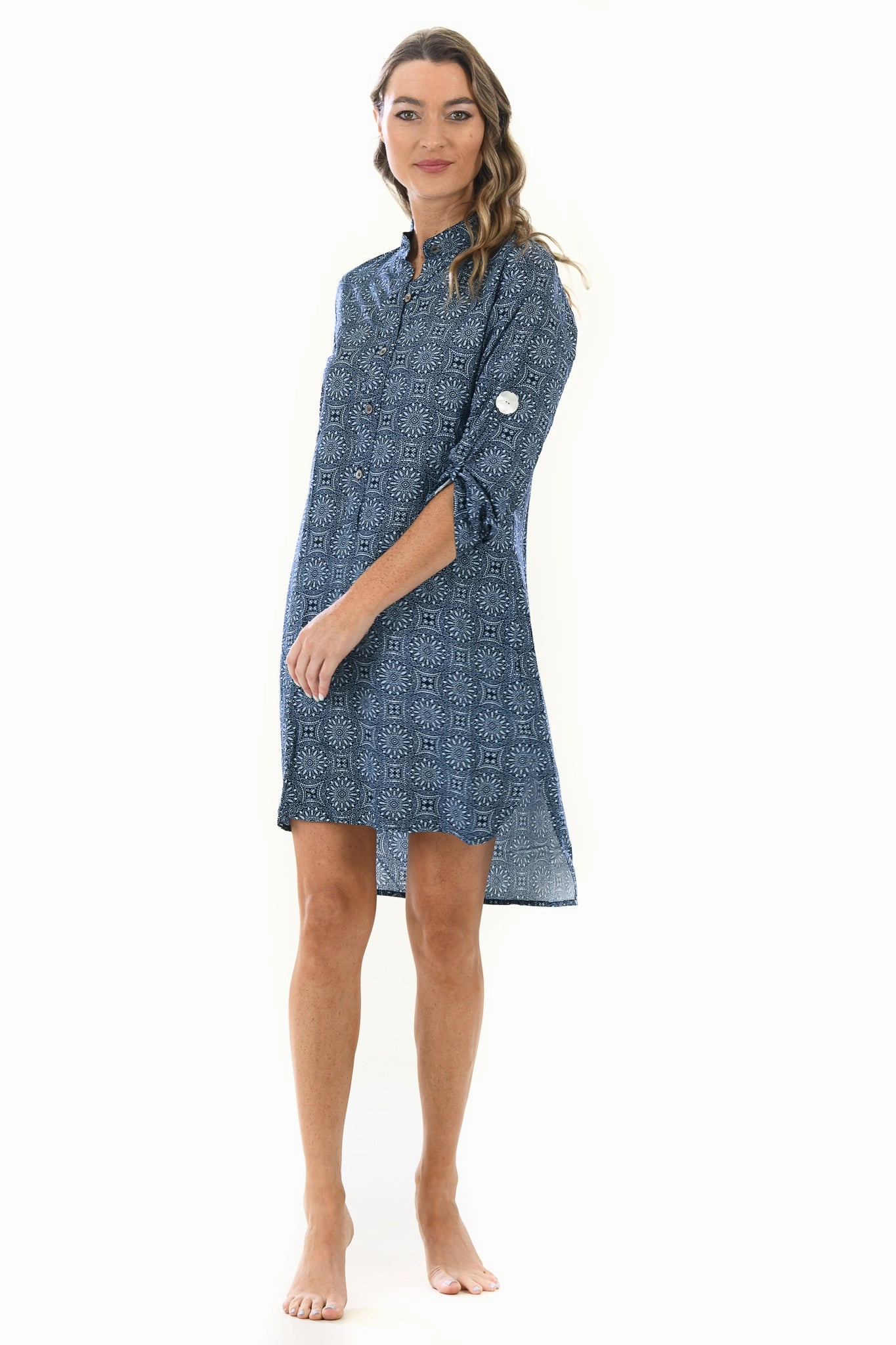 Day Tripper Dress / Indigo Medallion Comfort Mode Elegant evening wear