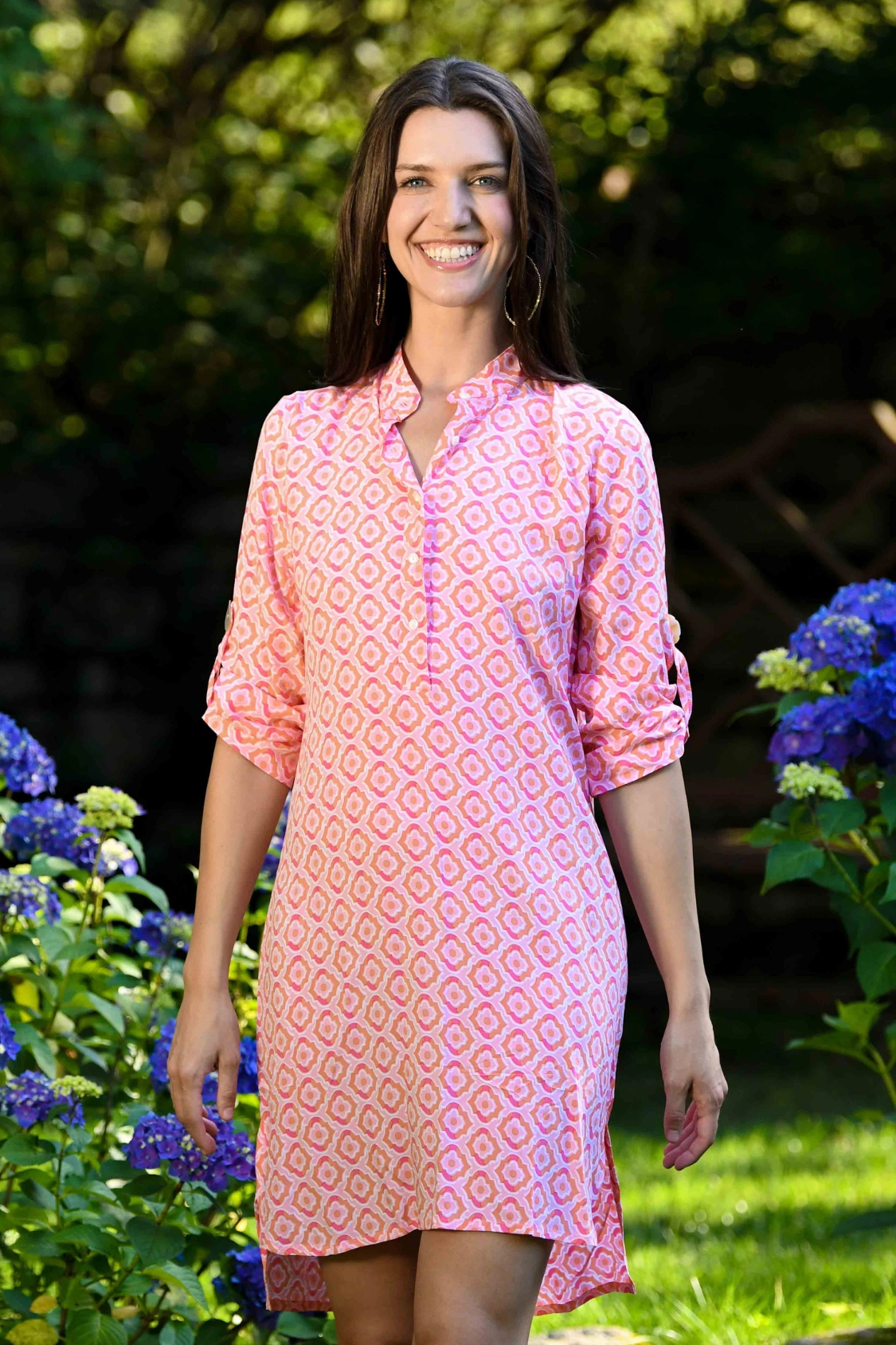 Day Tripper Dress / Orange & Pink Tiles NonIrritatingLining