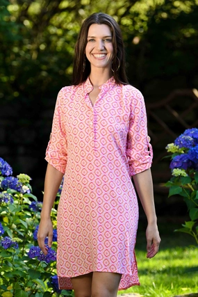 Day Tripper Dress / Orange & Pink Tiles NonIrritatingLining