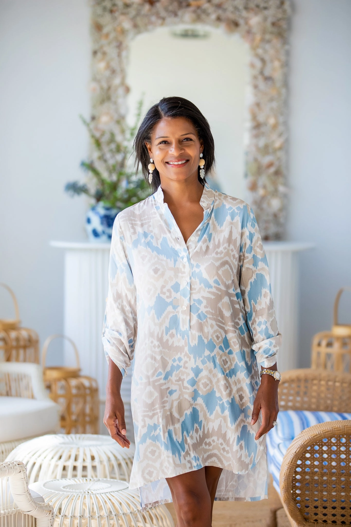 Chic Balance Celebration Wear Day Tripper Dress / Sand and Sea Ikat