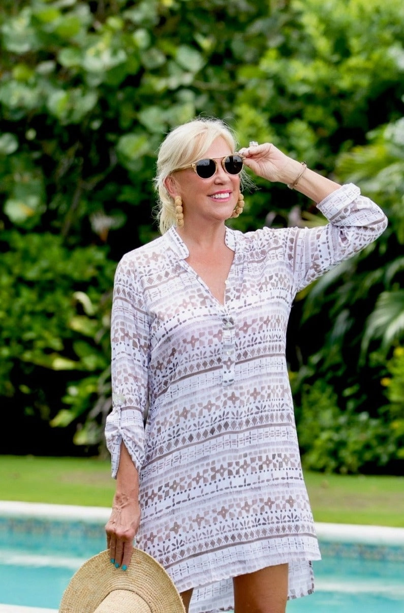 Day Tripper Dress / Taupe Geo Warm Undertone Daily Chic