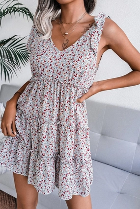 WOMEN SLEEVELESS TIED SHOULDER STRAP TIERED DRESS Light and Breezy Timeless Look