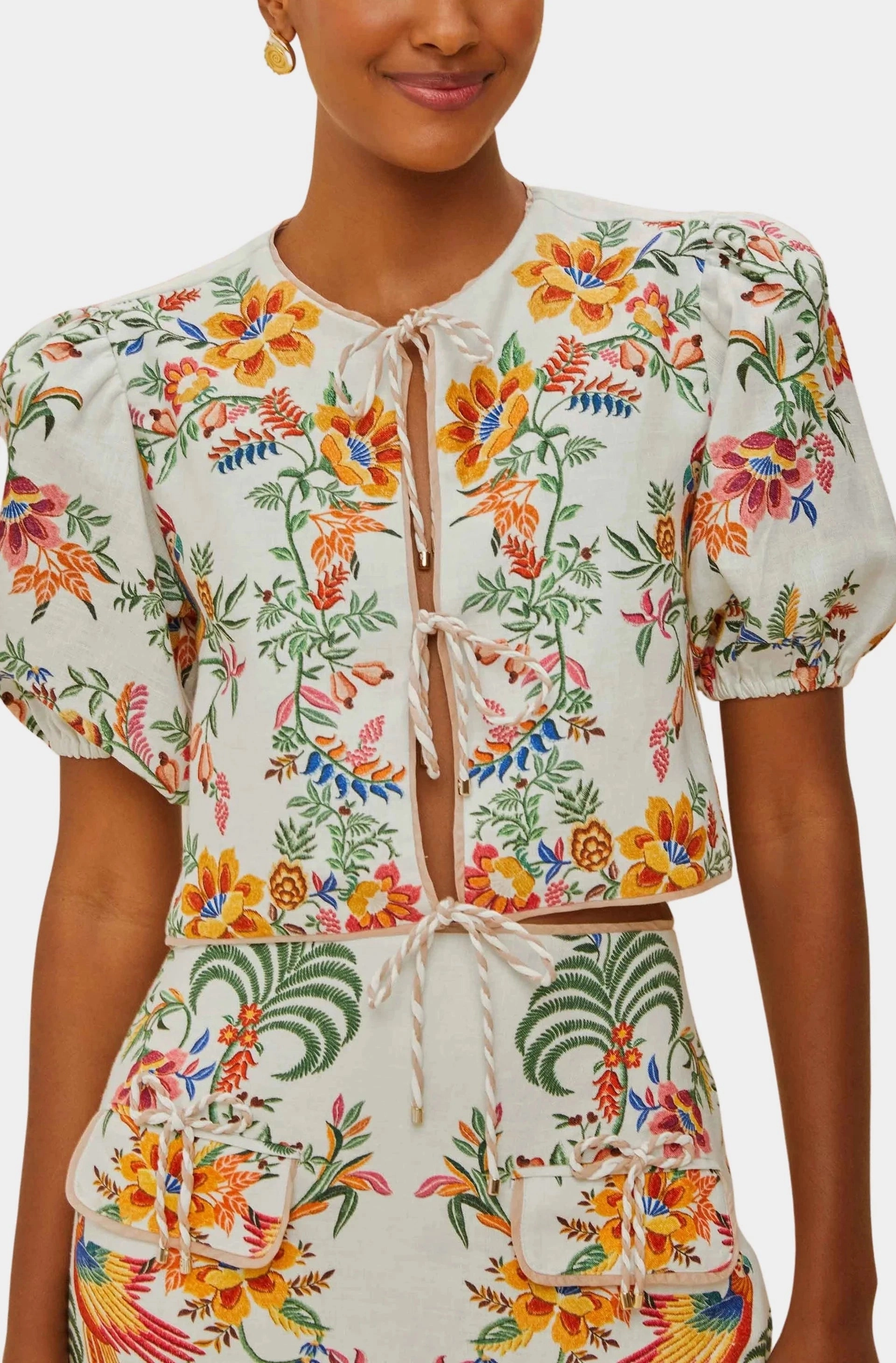 AntiPillingTechnology Delicate Forest Scarves Blouse Off-White