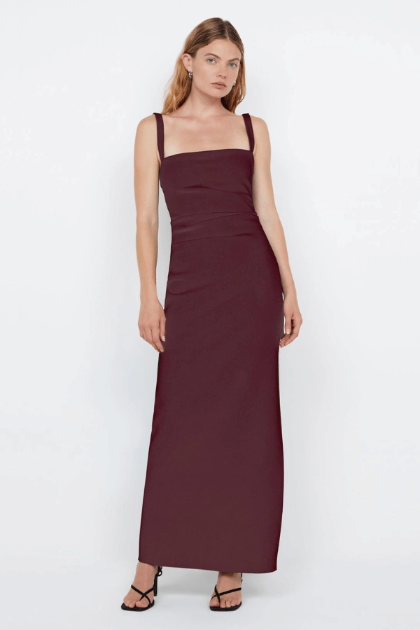 Leora Tuck Maxi Dress Plum Chic And Comfortable A Line Cut