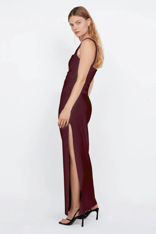 Essential Style Leora Tuck Maxi Dress Plum