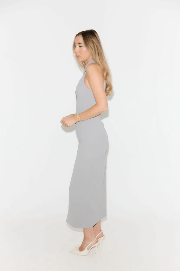 Farm Air Easy and Effortless The Ultimate Muse Collar Maxi Dress Grey