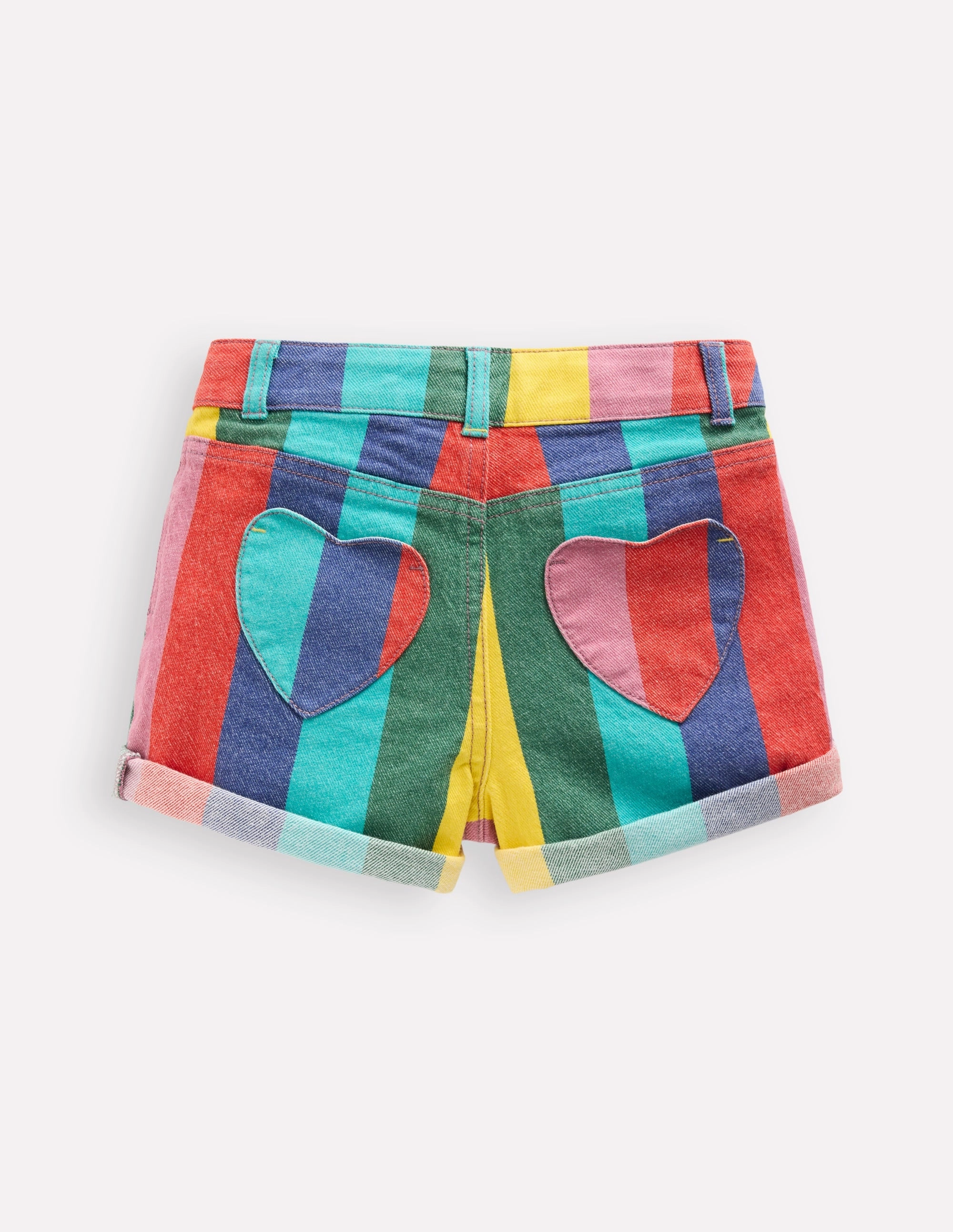 Denim Shorts-Multi Stripe Simple Mood