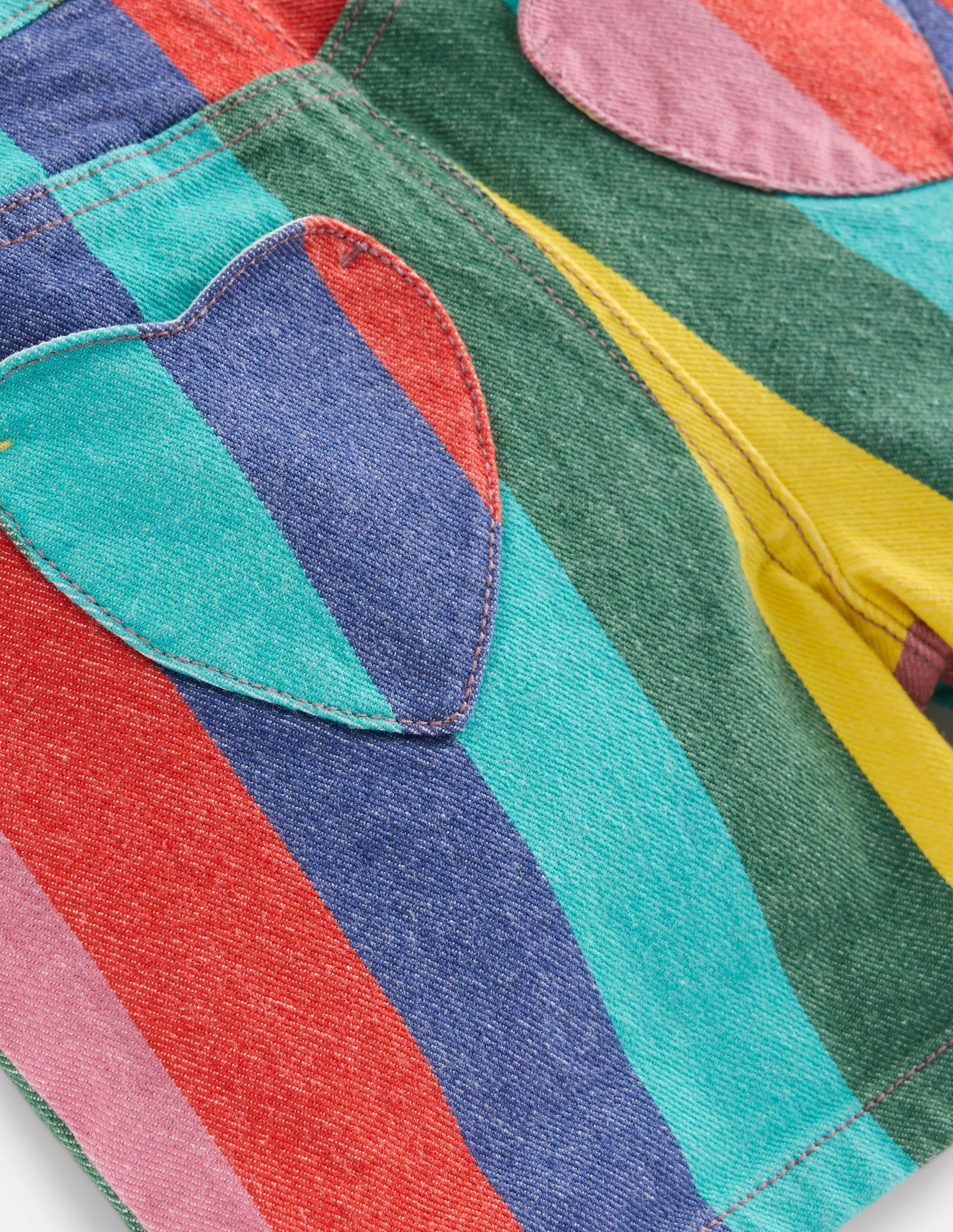 Denim Shorts-Multi Stripe Designer Style