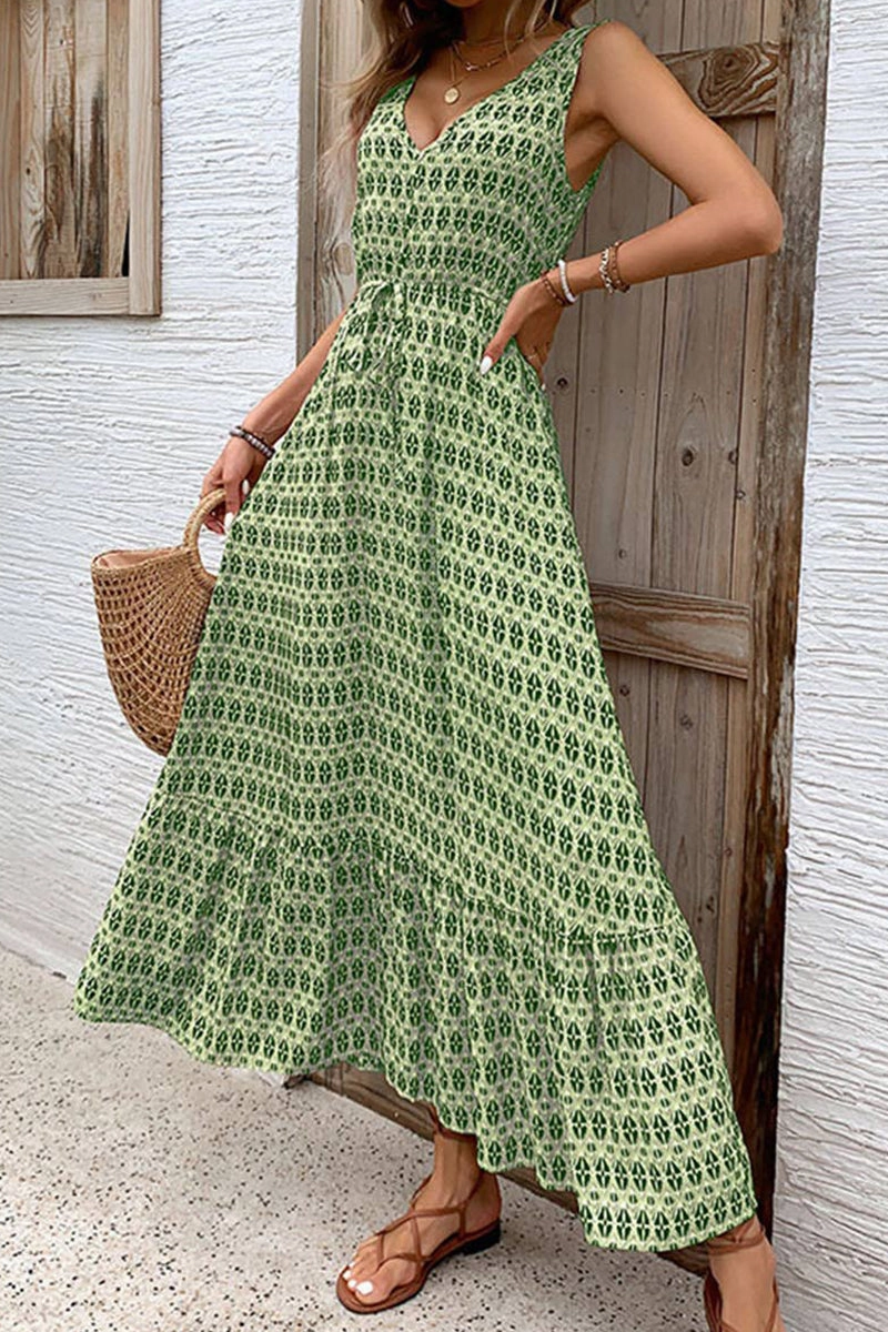 Stylish party wear DIAMOND PRINT SLEEVELESS DRESS_CWDMD2135