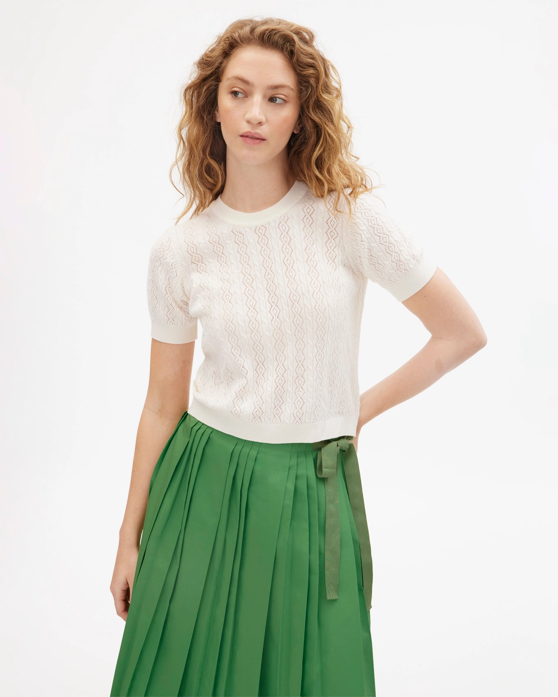 Diane Knit Top Layered Neckline Durable Reinforced Hem