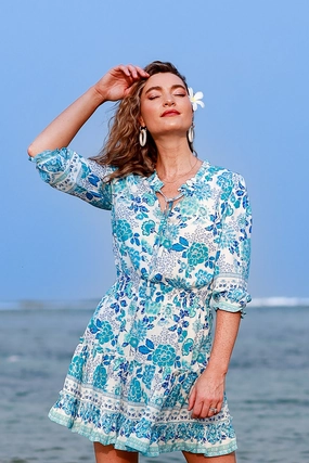 Ibiza Dress / Cobalt Multi Floral Music-Concert Repair-Friendly