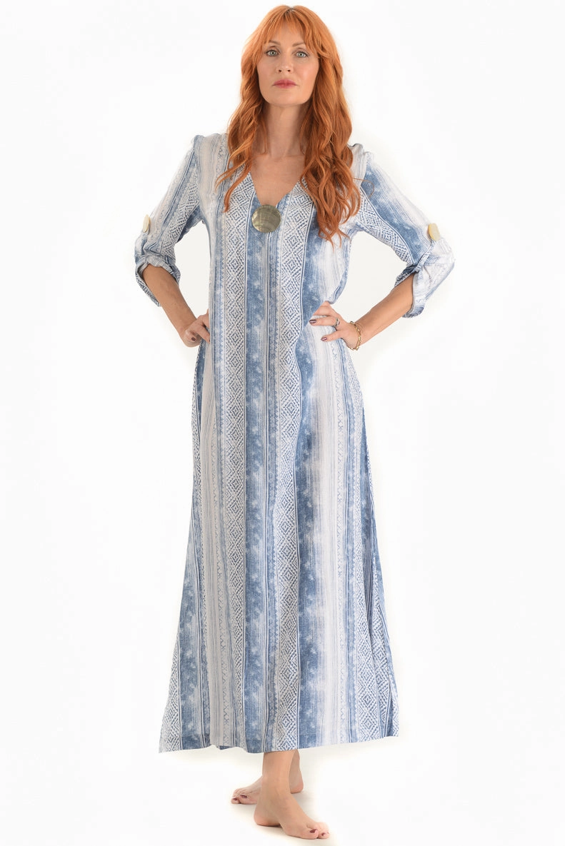 Seychelles Dress-Kaftan / Slate Aztec Relaxed-fit maxi dress Short Sleeve