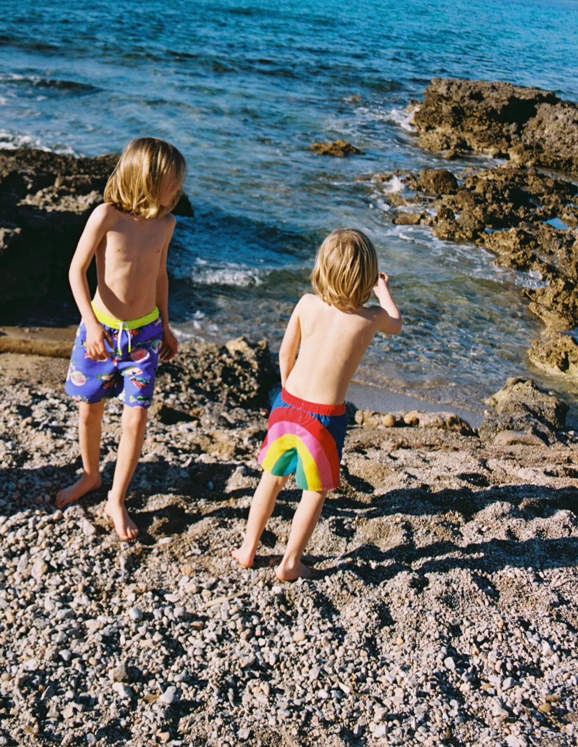 Swim Shorts-Rainbow Flat Lock Stitching Global Shipping