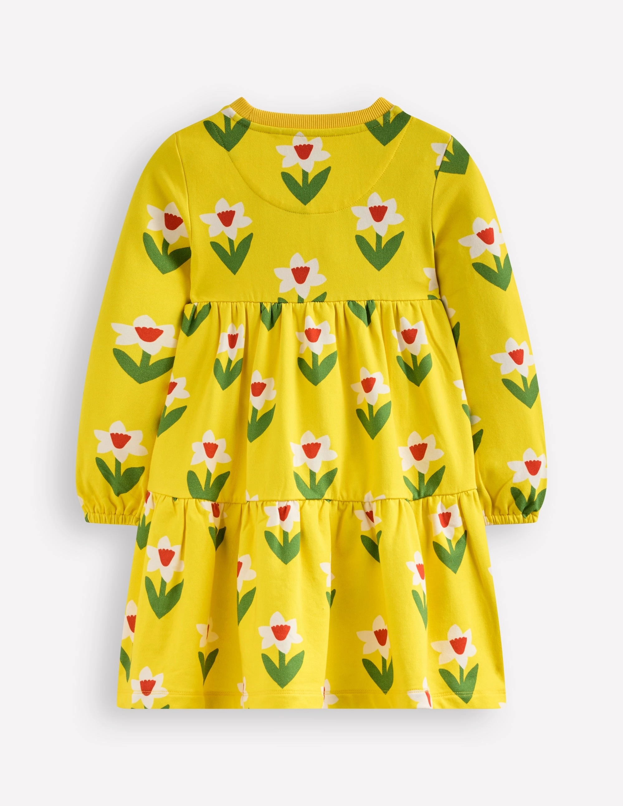 Dixie Tiered Sweatshirt Dress-Tropical Yellow Daffodil Luxe Wear Daily Option