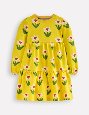 Style Base Work Pairing Dixie Tiered Sweatshirt Dress-Tropical Yellow Daffodil