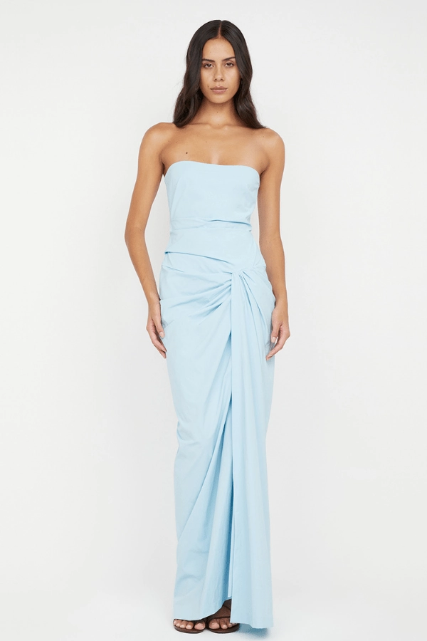 Underwire-Support Domenic Strapless Dress Sky Blue