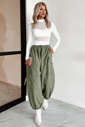 Seasonal Basic DOORBUSTER Farren Cargo Parachute Pants (Olive)