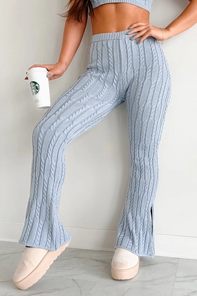 DOORBUSTER Unplugged Mode Cable Knit Flare Pants (Light Blue) Odor Control Technology Easy Wear