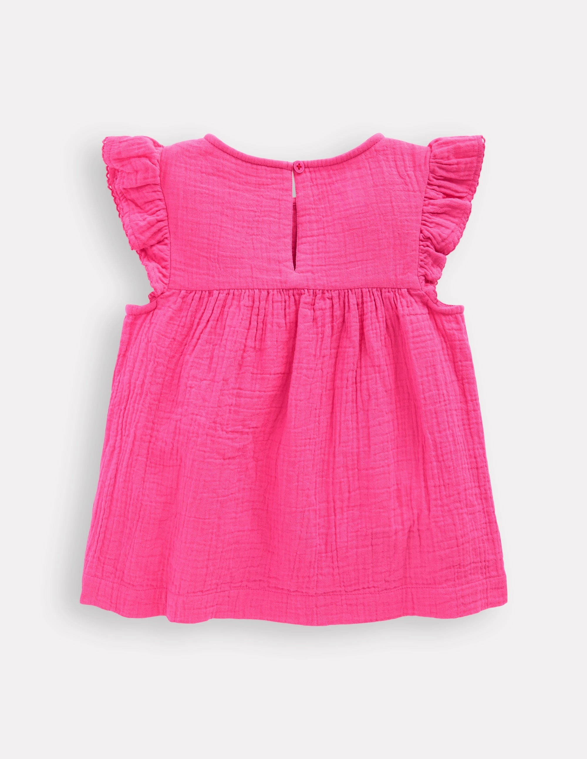 Double Cloth Frill Sleeve Top-Sorbet Pink Embroidered ThermalRegulation Stretch Fit Engineering