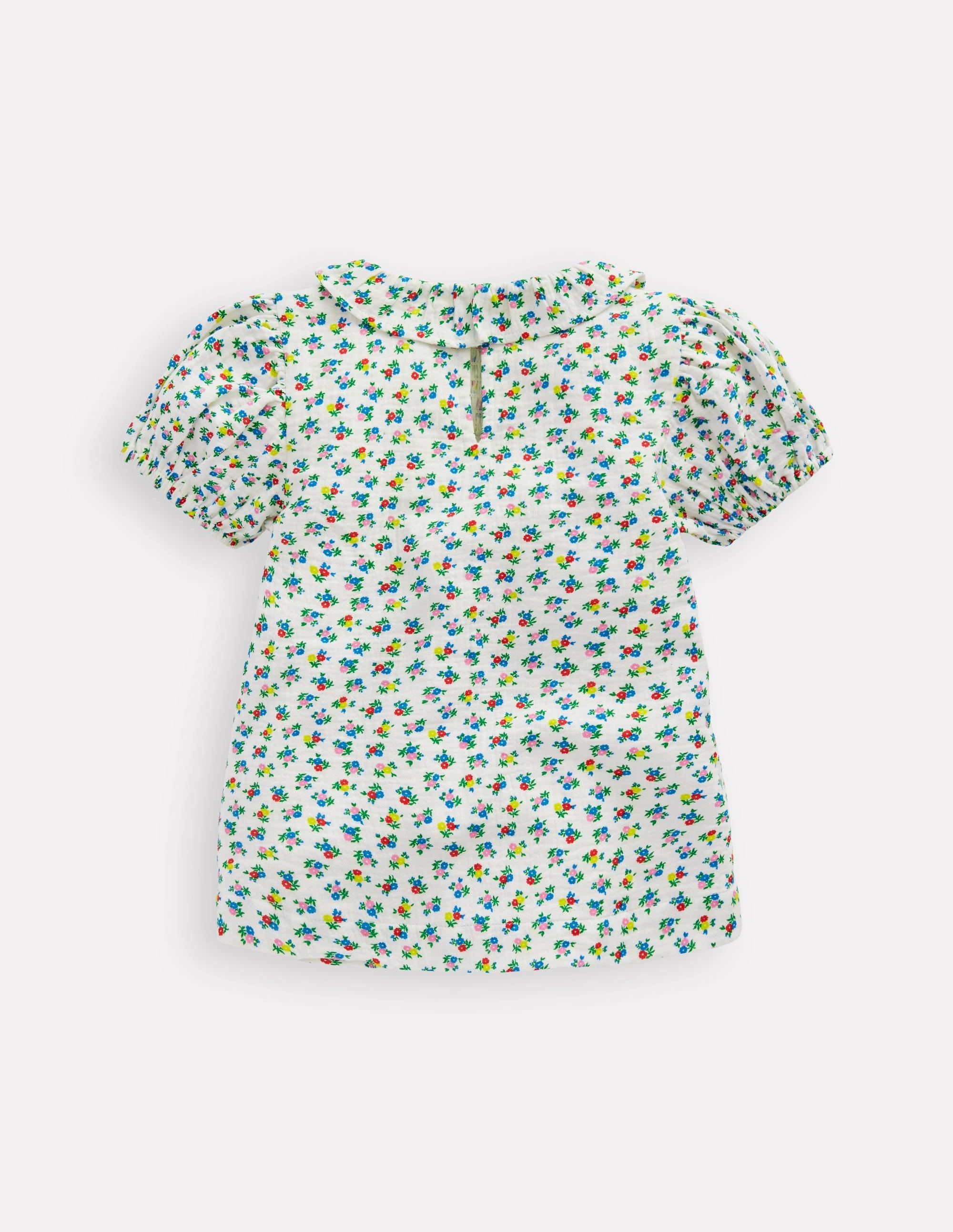 Double Cloth Printed Blouse-Soft Ivory Ditsy Floral FlexibleNeckline