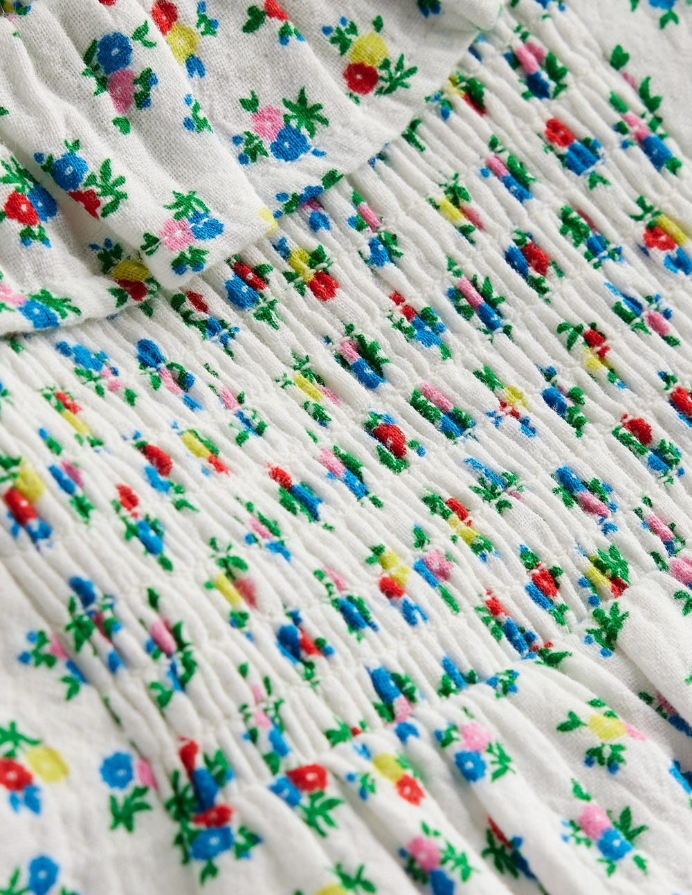 Double Cloth Printed Blouse-Soft Ivory Ditsy Floral AbrasionResistant Edging