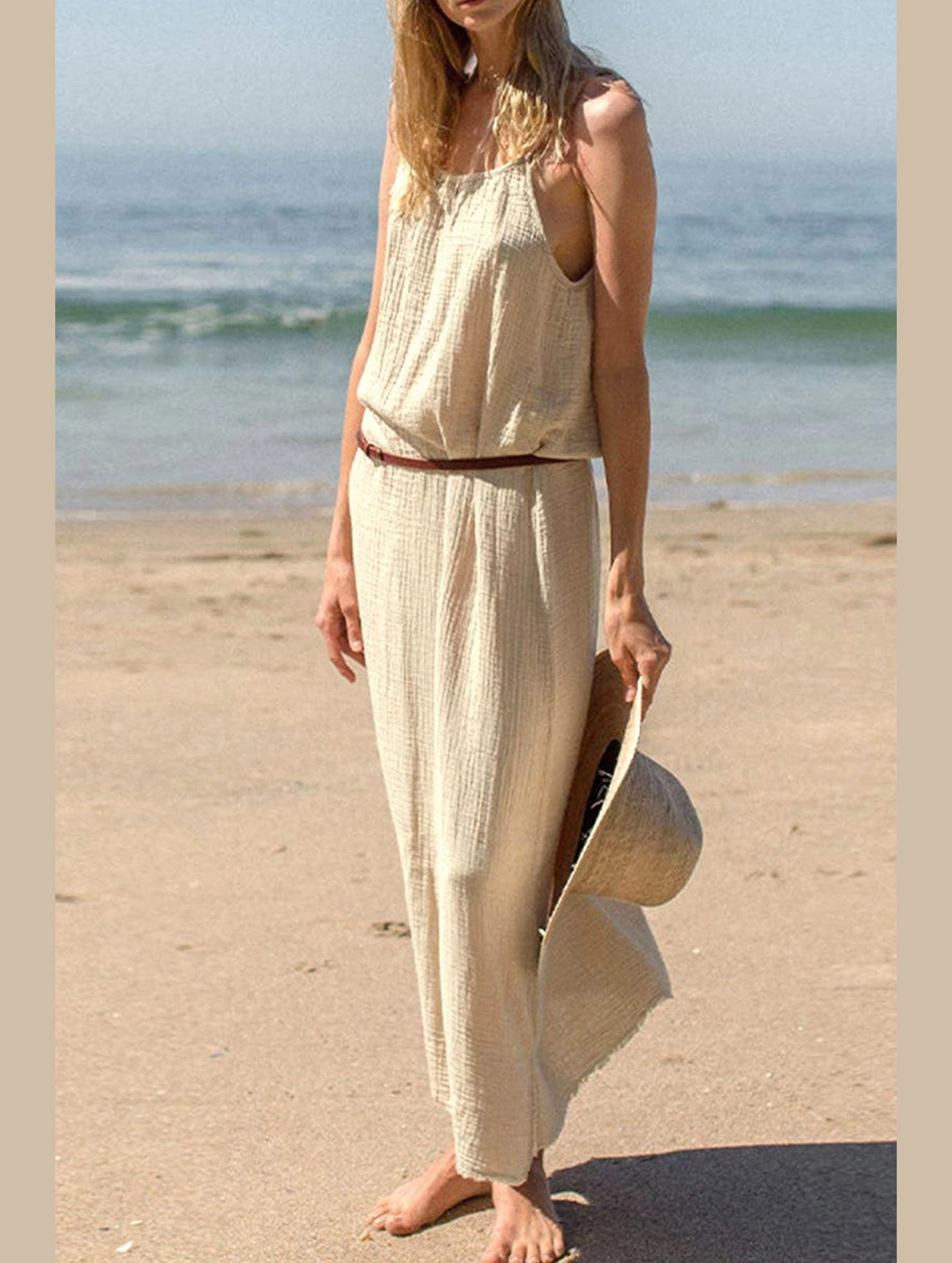 Work Ease photo look DOUBLE COTTON COTTON GAUZE LONG DRESS_CWDMD2170