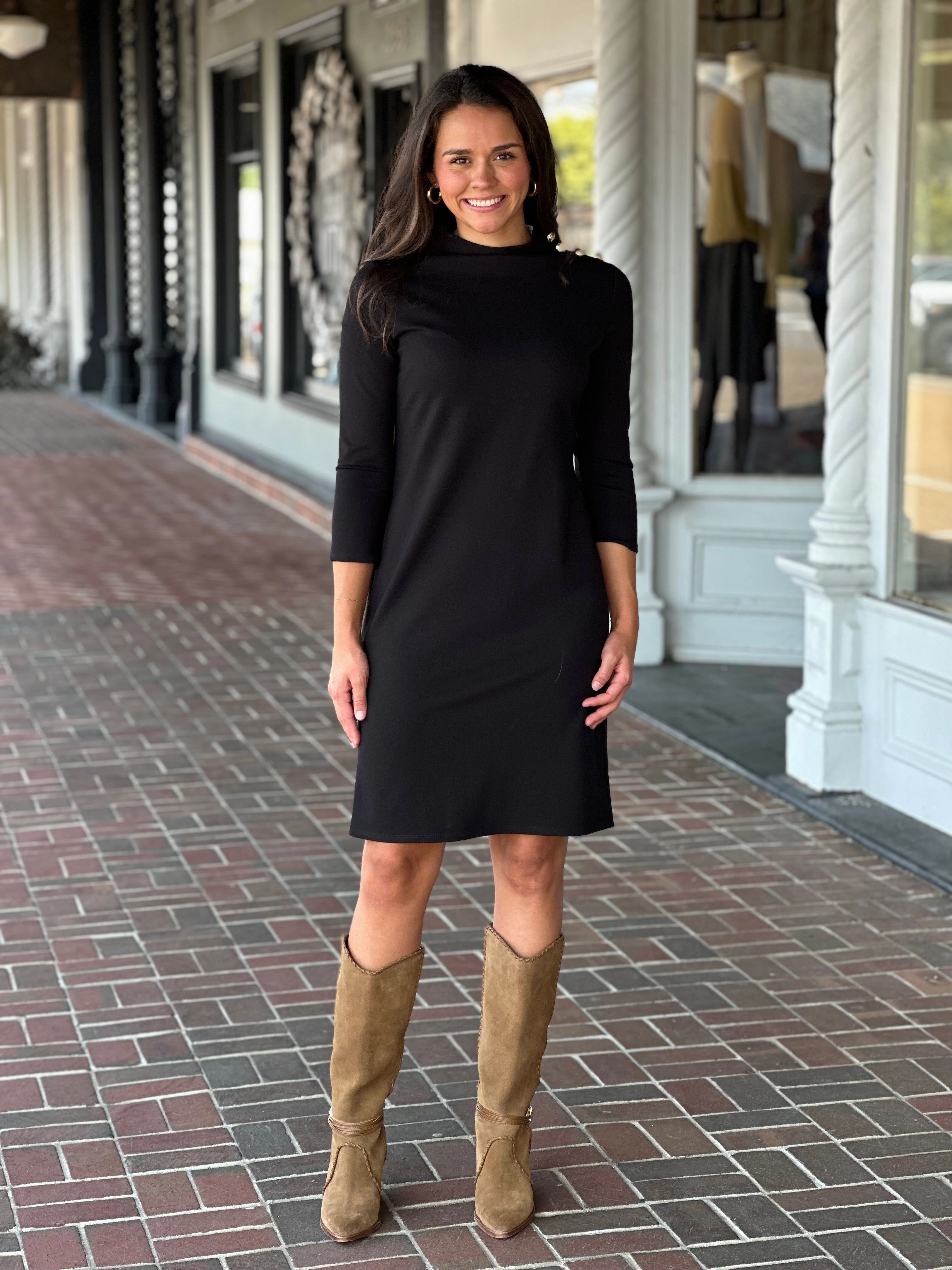 Jude Connally Gertie Dress in Black Gold Work Vibe Side Tie