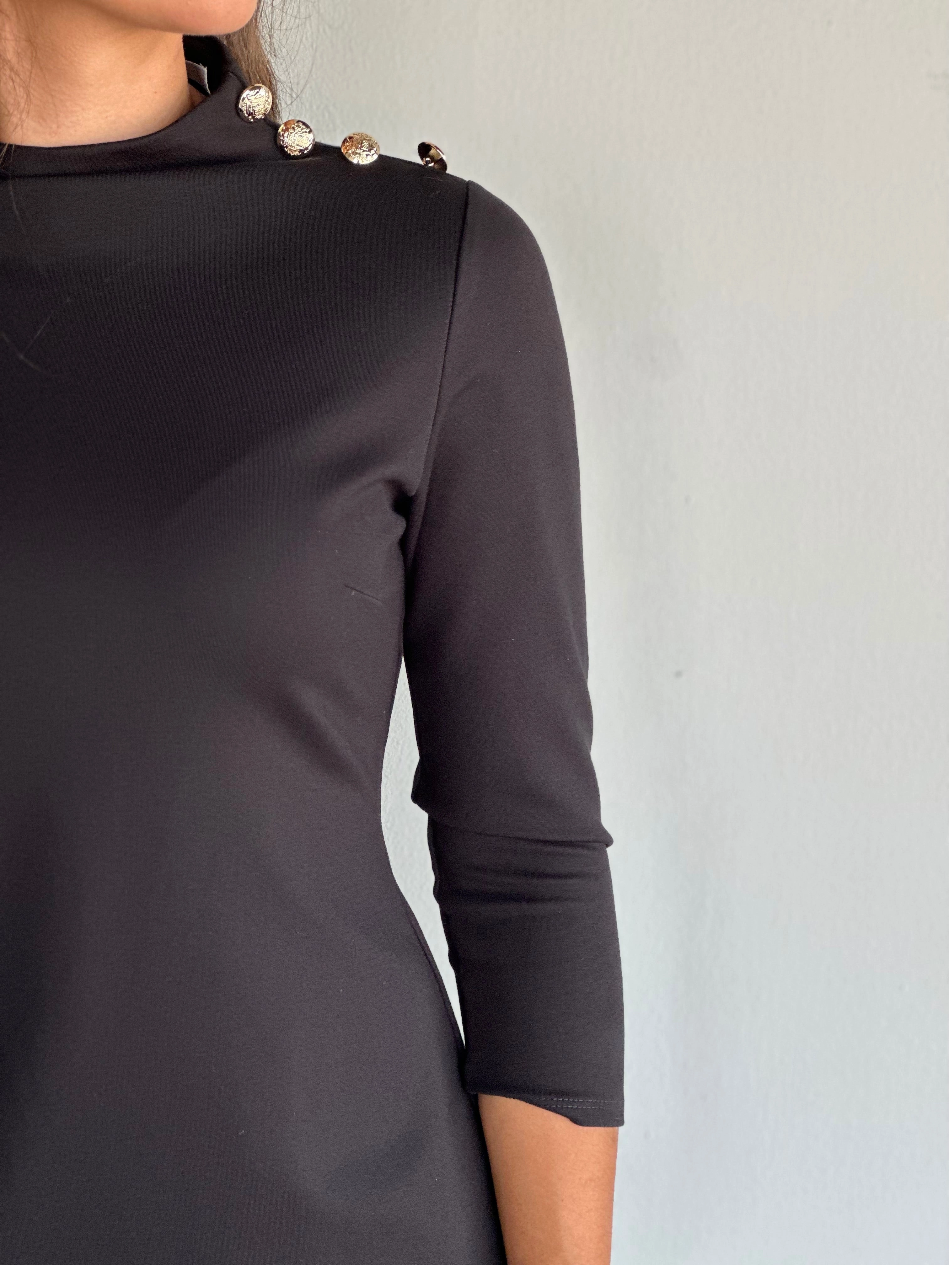 Jude Connally Gertie Dress in Black Gold Stylish Silhouette