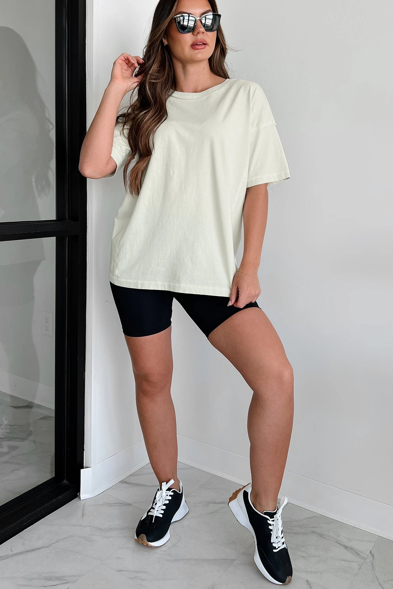 Alaric Reverse Stitch Oversize T-Shirt (Digital Mist) WrinkleFree Weaving Earthy Tone Colorways