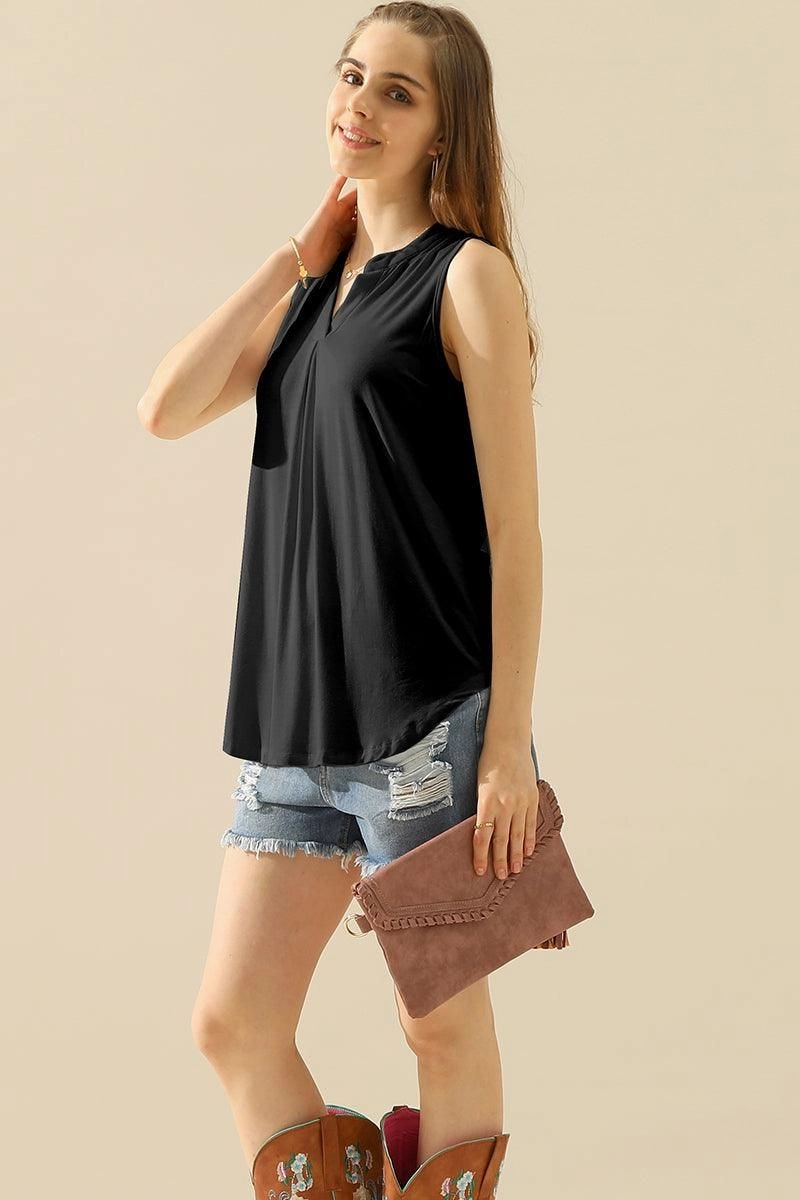 FrictionFreeNeckline JOHNNY COLLARS SLEEVELESS BLOUSE SHIRTS TOPS