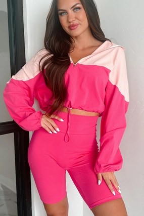 Feeling The Burn Athleisure Set (Dark Coral/Powder Blush) Weighted Hem